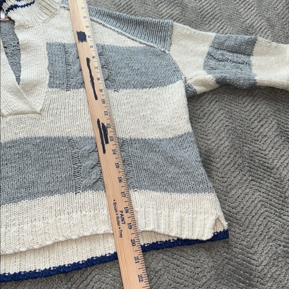 Free People Women’s Pembrook Oversize Sweater In Ivory Combo Size XS - Picture 11 of 12